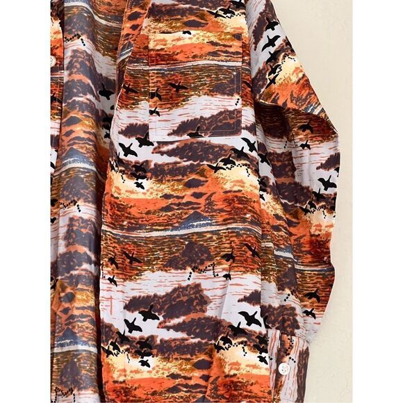 Vtg 60s 70s Polyester Shirt JOEL California Disco Hippy birds beach  Mens M - Picture 2 of 5